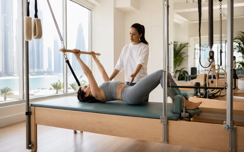 Cadillac Roll Back with Bar: Upper Body Tension Cues
